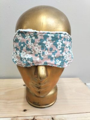 Masque de sommeil tissu bleu et rose et éponge bambou écrue