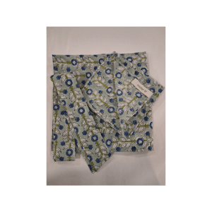 grand foulard block print bleu