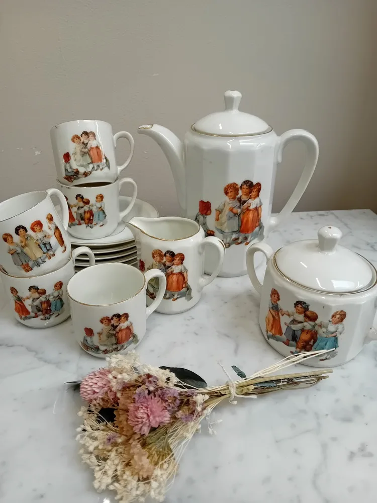 Service à Café Dînette Enfant Années 1930 Céramique 13 Pièces
