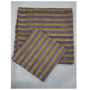 Grand foulard indien rayé vert et mauve